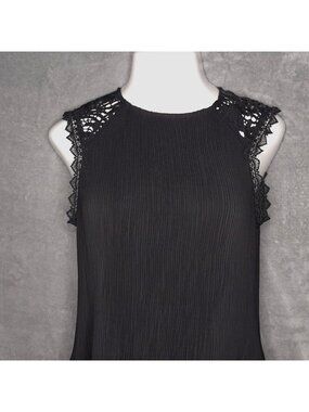 Apt 9 Womens Sleeveless Pleated Tunic XL Lace Shoulder Details Stretch